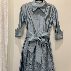 Rickie Freeman for Teri Jon Size 8 Dusty Blue Cocktail Dress